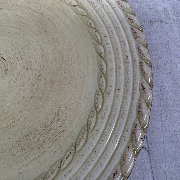 Roscher BELLINI CREAM Embossed Rope Ring Earthenware Lunch Salad Plates Set 3 - Picture 12 of 15